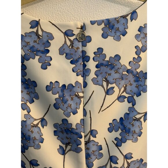 Tommy Hilfiger Womens Floral Sleeveless Sheath Scuba Dress Size 12 White Blue - Picture 3 of 6